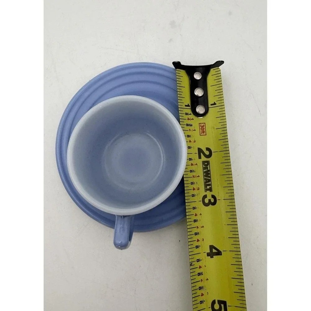 Vintage Hazel Atlas Little Hostess Blue Cup & Saucer Platonite Pastelware